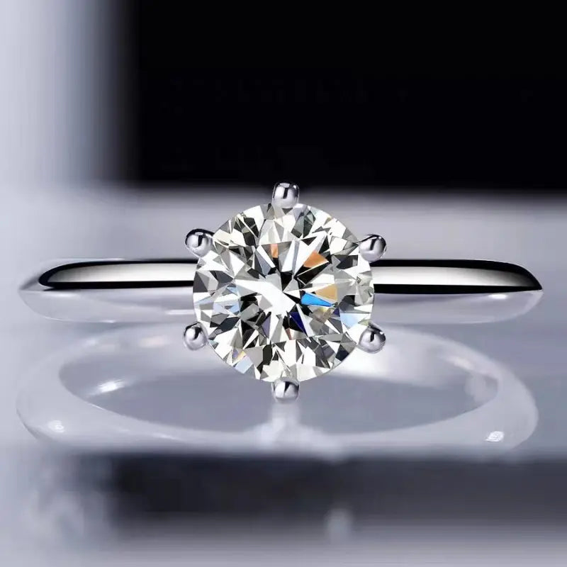 Anillo Plata 925, Rodio, Moissanita, Solitario, 3 ct, Certificado GRA.