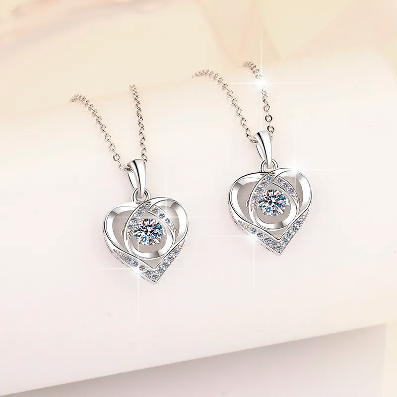 Collar de Plata Esterlina 925, diseño corazón único moissanita de 0.5 CT, certificado GRA