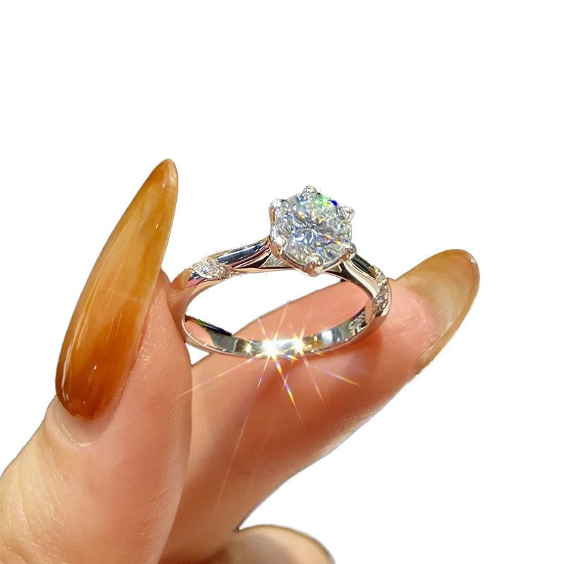 Anillo de plata esterlina 925 rodio, Solitario, Diamante de moissanita de 2 quilates, certificado GRA.
