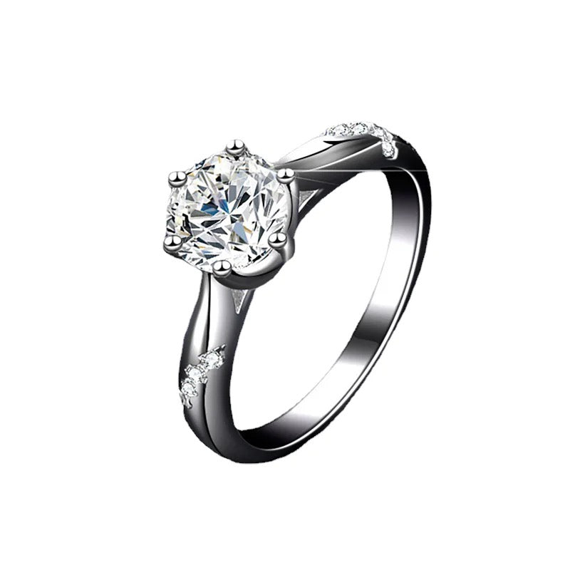 Anillo de plata esterlina 925 rodio, Solitario, Diamante de moissanita de 2 quilates, certificado GRA.
