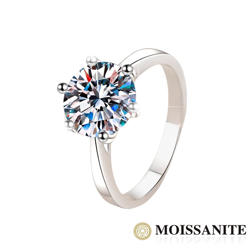 Anillo de plata esterlina 925, bañado en rodio, con diamante de moissanita de 1 quilate, VVs1, Color D, con certificado GRA.