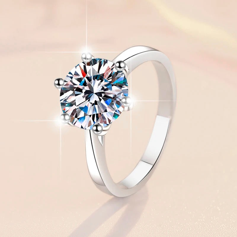 Anillo de plata esterlina 925, bañado en rodio, con diamante de moissanita de 1 quilate, VVs1, Color D, con certificado GRA.