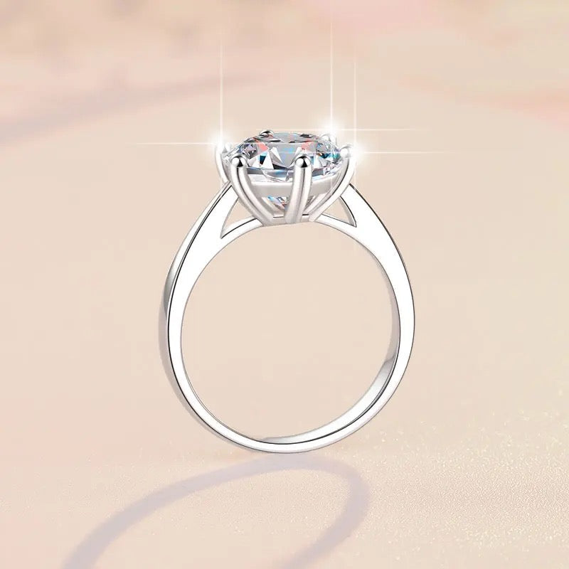 Anillo de plata esterlina 925, bañado en rodio, con diamante de moissanita de 1 quilate, VVs1, Color D, con certificado GRA.