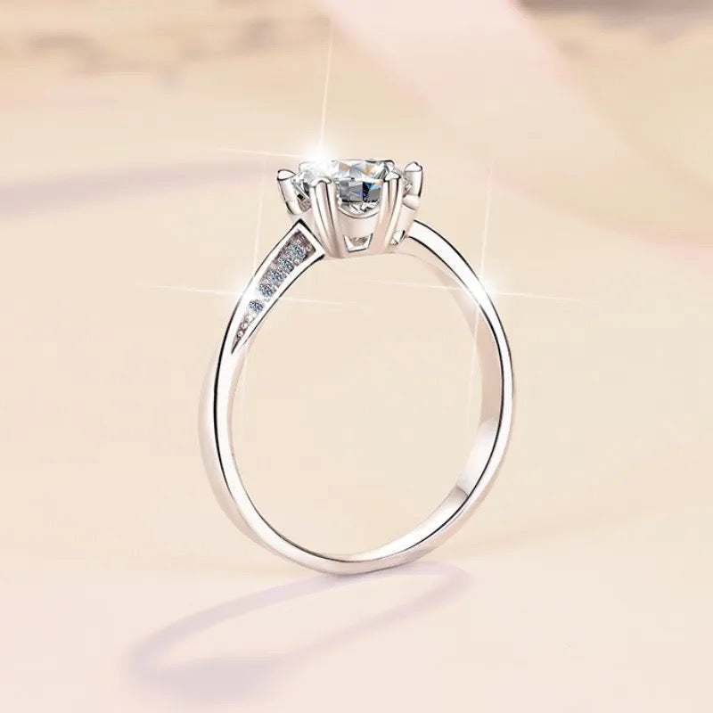 Anillo de plata esterlina 925, bañado en rodio, con diamante de moissanita, 1 quilates, VSS1, Color D, con certificado GRA.