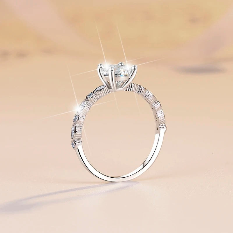 Anillo de plata esterlina 925, bañado en rodio, con diamante de moissanita , 1 quilates, VSS1, Color D, con certificado GRA.