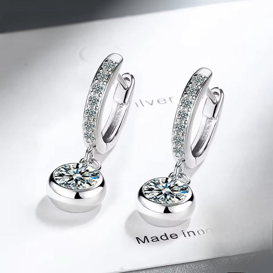 Aros de Plata Esterlina 925 y Zircón, Diseño circular con tope.