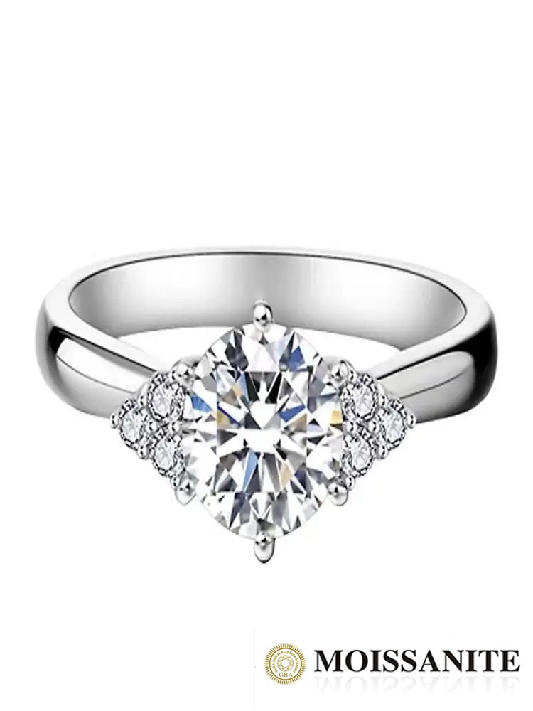 Anillo de Plata Esterlina 925 Bañado en Rodio con Moissanita de 1 Quilate, VVS1, Color D, Certificado GRA