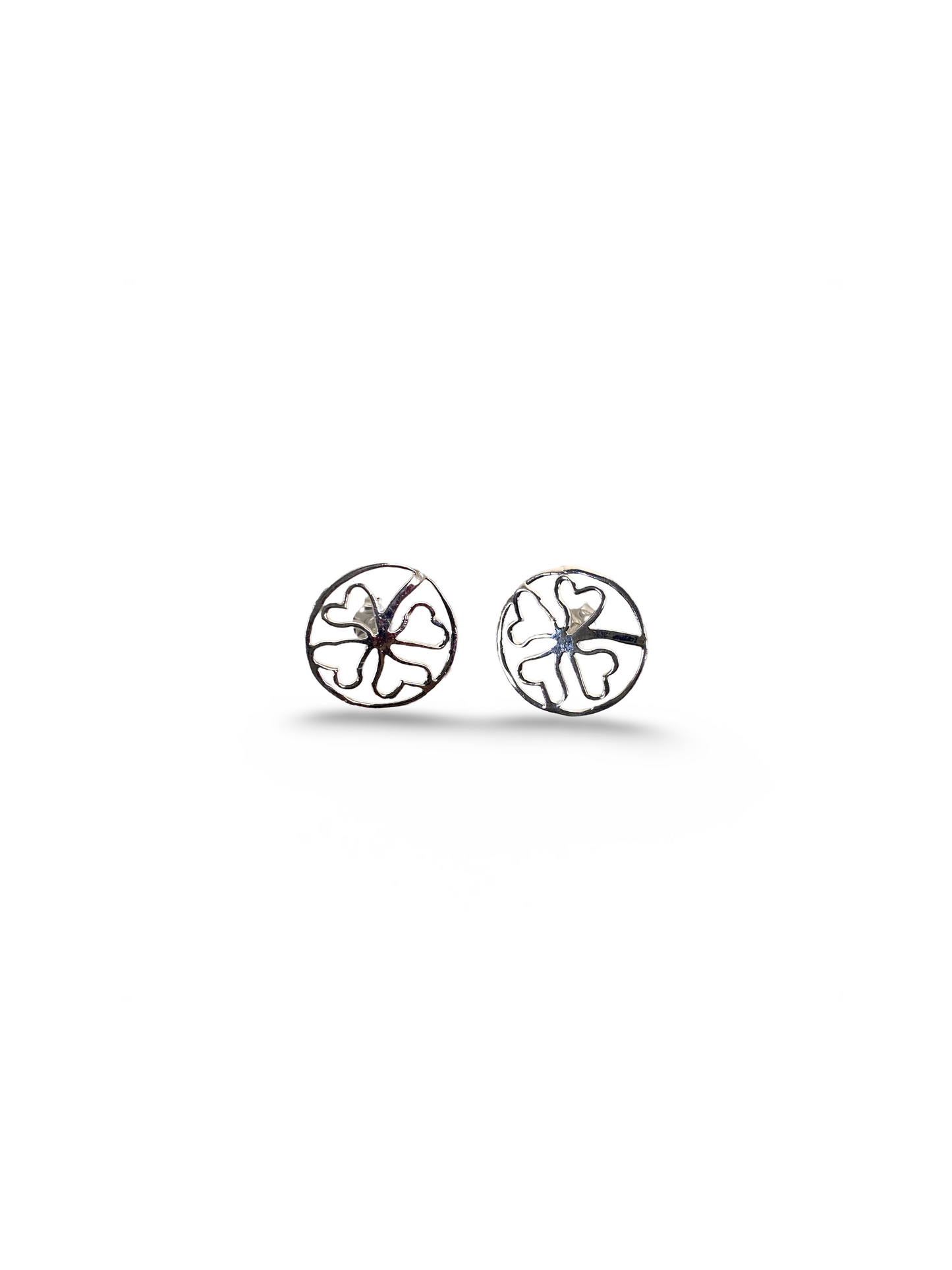 Aros Plata Italiana 925, diseño trebol con tope
