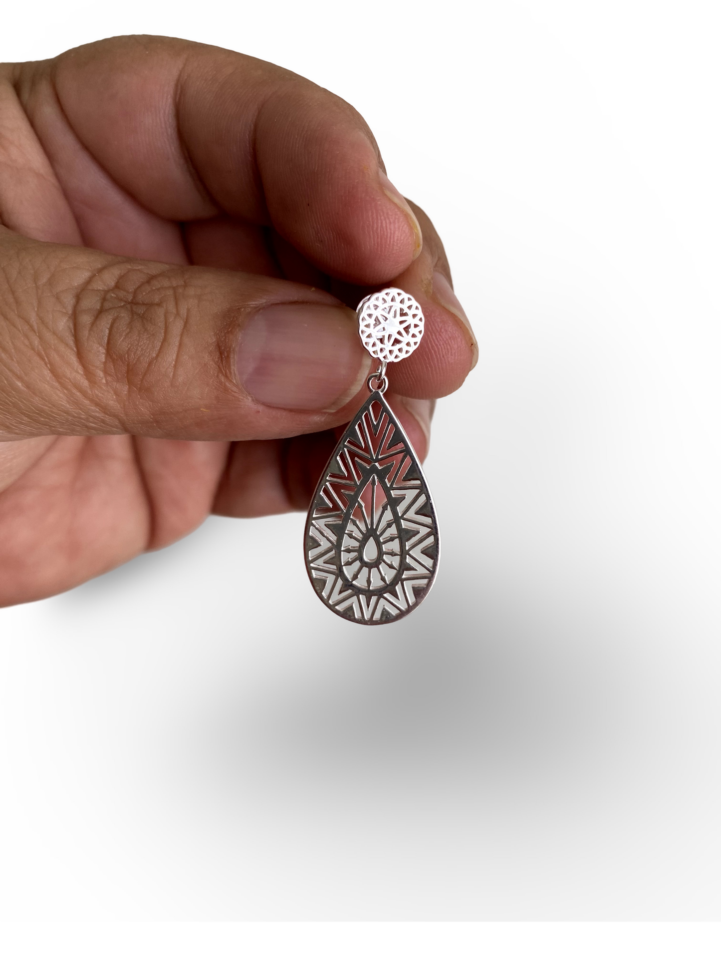 Aros de Plata Italiana 925, zircón, diseño de hoja con tope