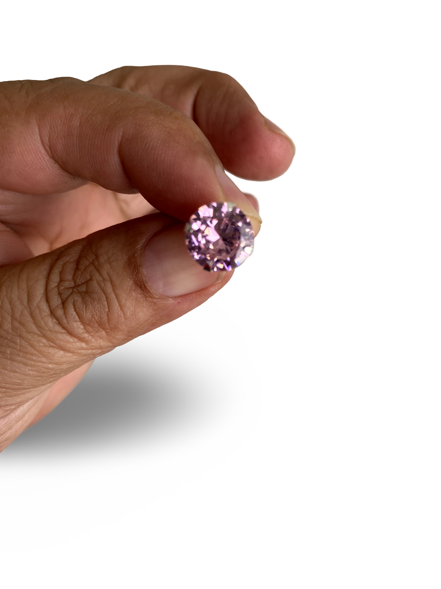 Aros Plata Italiana 925, diseño corte redondo del Zircon rosado, con tope