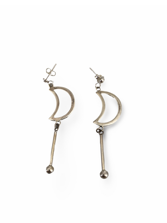 Aros Plata Italiana 925, diseño medialuna, colgante con tope