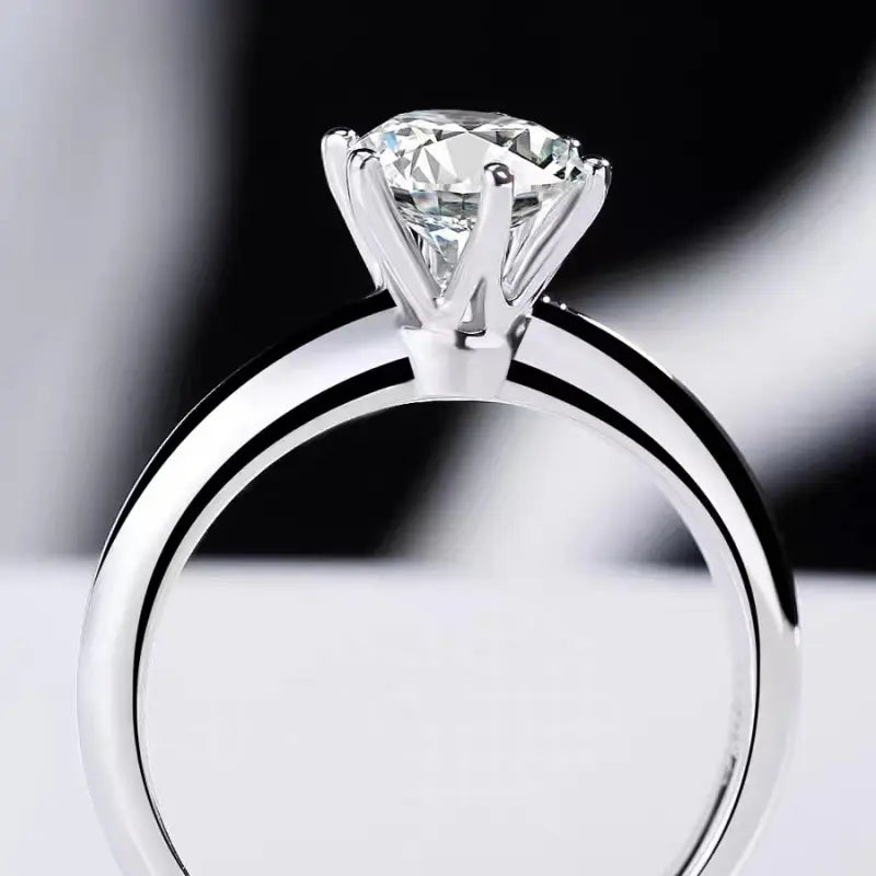 Anillo Plata 925, Rodio, Moissanita, Solitario, 3 ct, Certificado GRA.