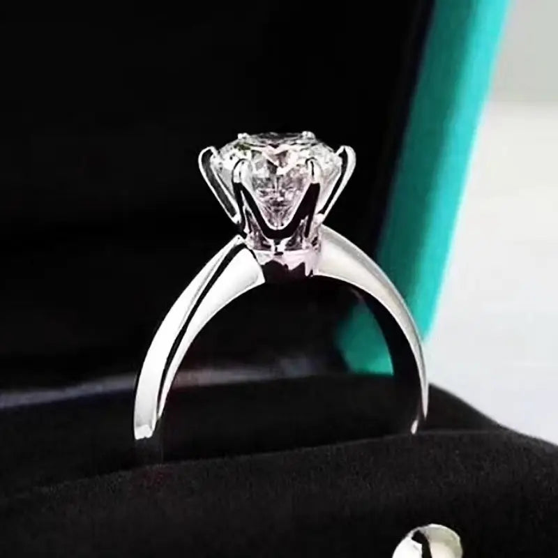 Anillo Plata 925, Rodio, Moissanita, Solitario, 3 ct, Certificado GRA.