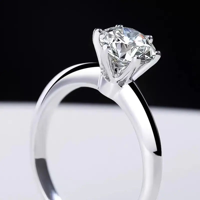 Anillo Plata 925, Rodio, Moissanita, Solitario, 3 ct, Certificado GRA.