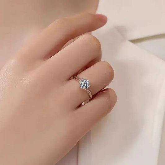 Anillo Plata 925, Rodio, Moissanita, Solitario, 3 ct, Certificado GRA.