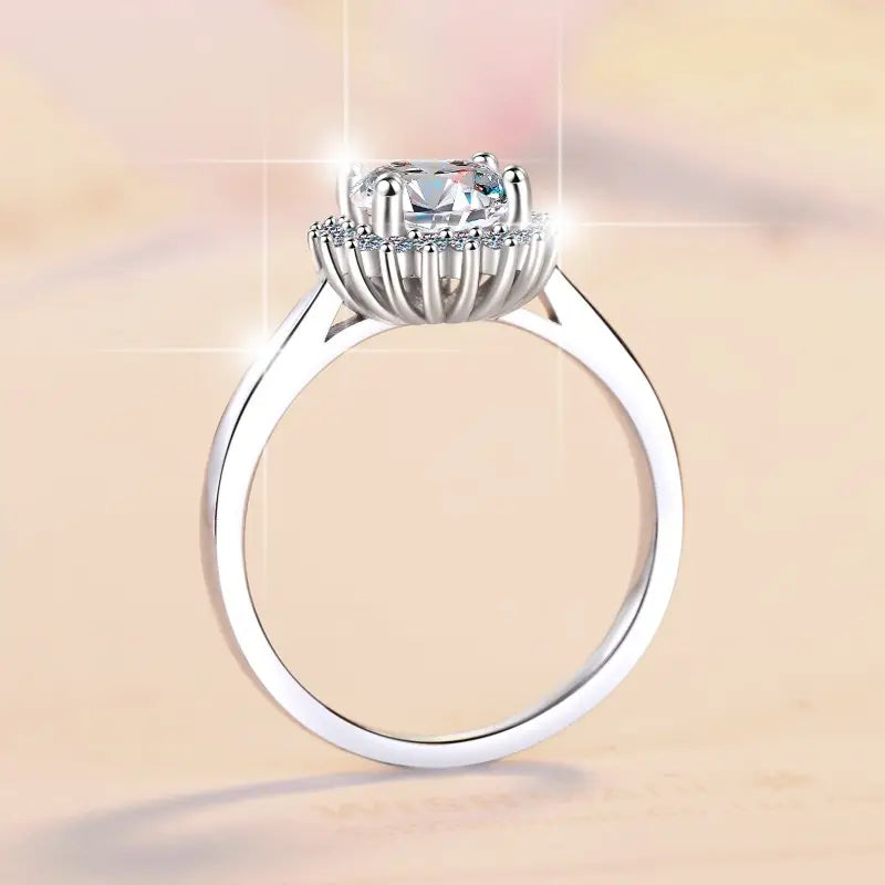 Anillo Plata 925, Rodio, Moissanita, Solitario, 1 ct, Certificado GRA.