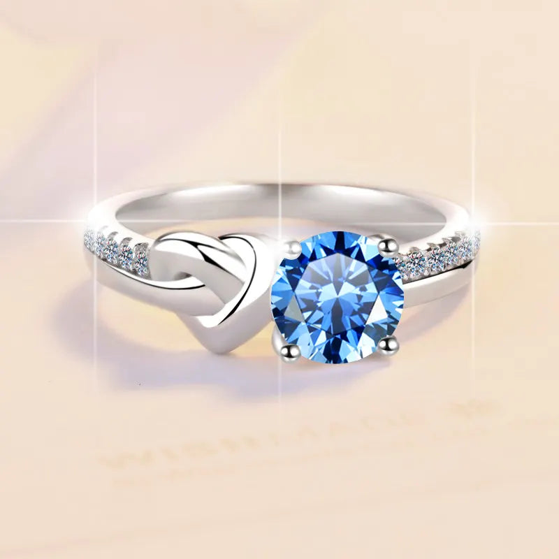 Anillo Plata 925, Rodio, Moissanita, Klein azul,1 ct, Certificado GRA