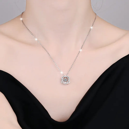 Collar de Plata Esterlina 925, diseño 2 corazón invertidos moissanita de 0.5 CT, certificado GRA