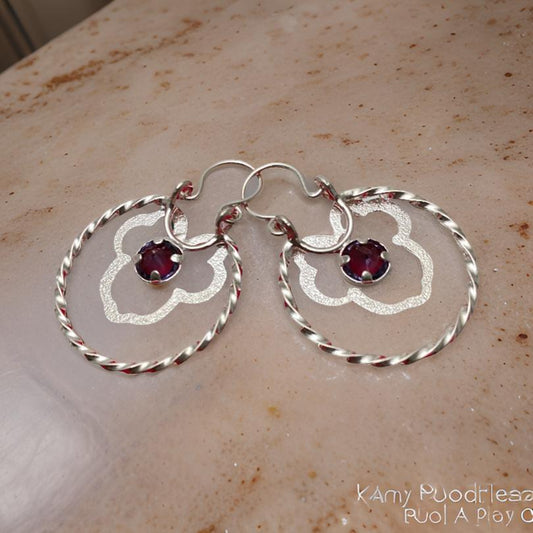 Aros Plata Italiana 925 con circonita gris