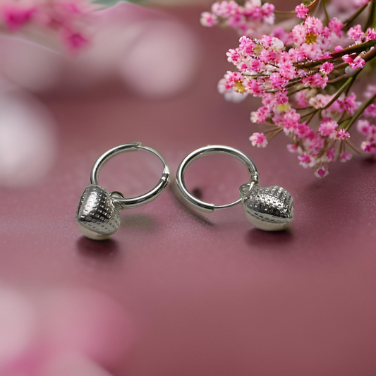 Aros de Plata Italiana 925,  Argollas con diseño corazon