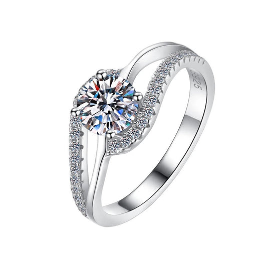 Anillo de plata esterlina 925, bañado en rodio, con diamante de moissanita, 0.6 quilates, VSS1, Color D, con certificado GRA.