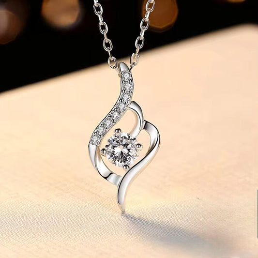 Collar de plata Esterlina 925 y Zircón, modelo colgante de gota de plata, Largo 45 cm.