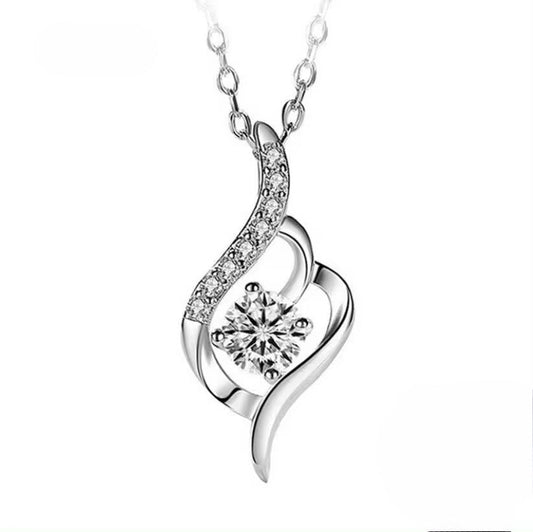 Collar de plata Esterlina 925 y Zircón, modelo colgante de gota de plata, Largo 45 cm.
