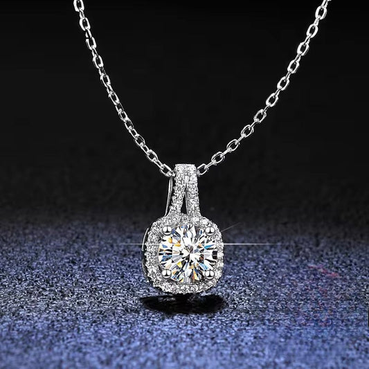 Collar de Plata Fina 925, zircón, corte cuadraro de 45 cm