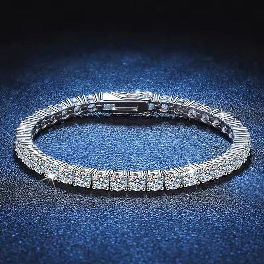 Pulsera de Plata de Esterlina 925 y Zircón, modelo Tennis de 4 mm, Largo 17 cm.