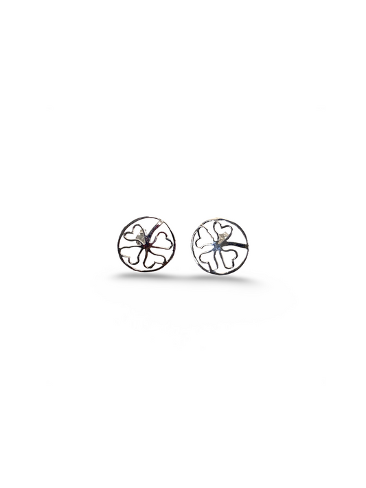 Aros Plata Italiana 925, diseño trebol con tope