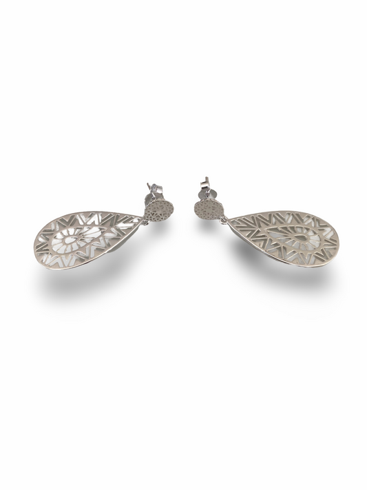 Aros de Plata Italiana 925, zircón, diseño de hoja con tope