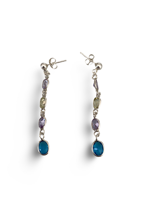 Aros Plata Italiana 925, zircón, colgante con tope,varios colores
