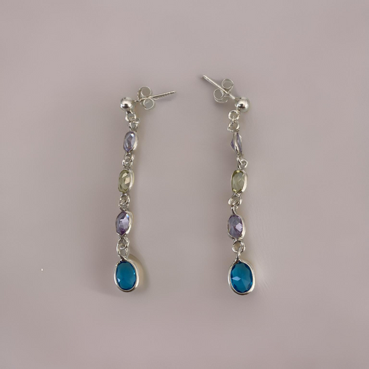 Aros Plata Italiana 925, zircón, colgante con tope,varios colores