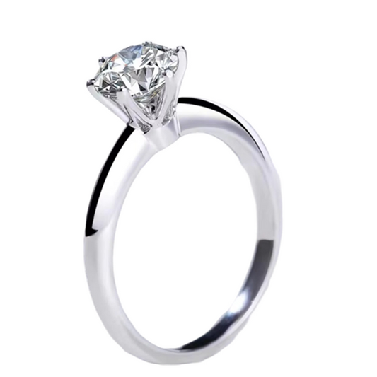 Anillo Plata 925, Rodio, Moissanita, Solitario, 3 ct, Certificado GRA.