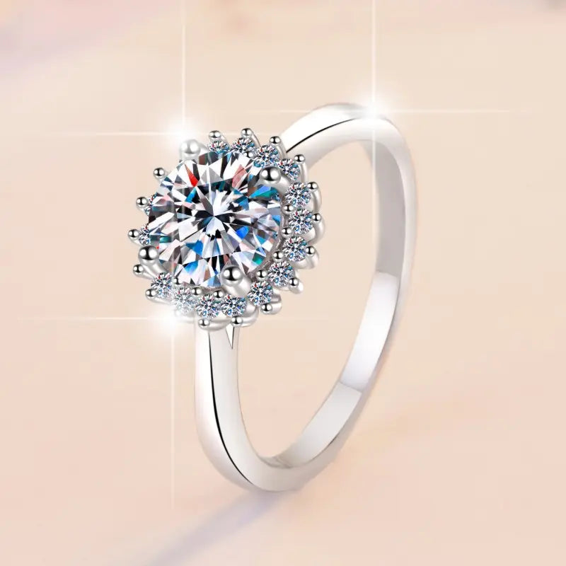 Anillo Plata 925, Rodio, Moissanita, Solitario, 1 ct, Certificado GRA.