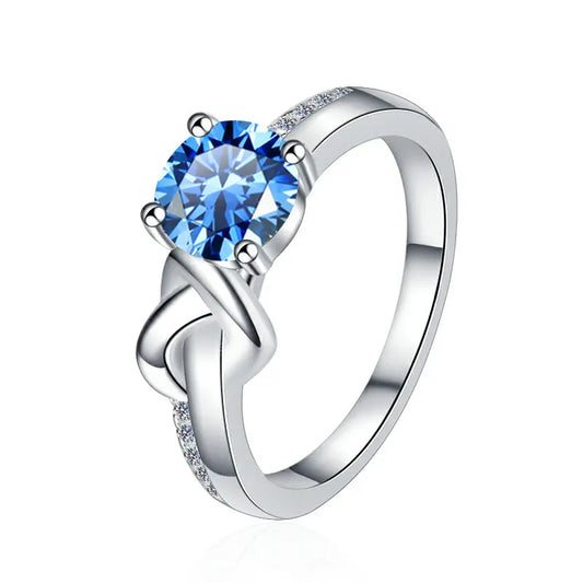 Anillo Plata 925, Rodio, Moissanita, Klein azul,1 ct, Certificado GRA